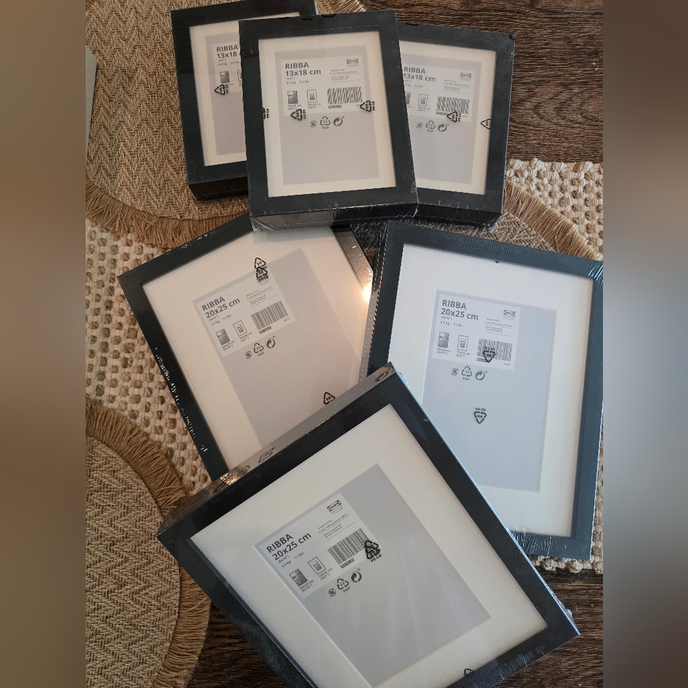 7 RIBBA Ikea Black Picture Frame Set
